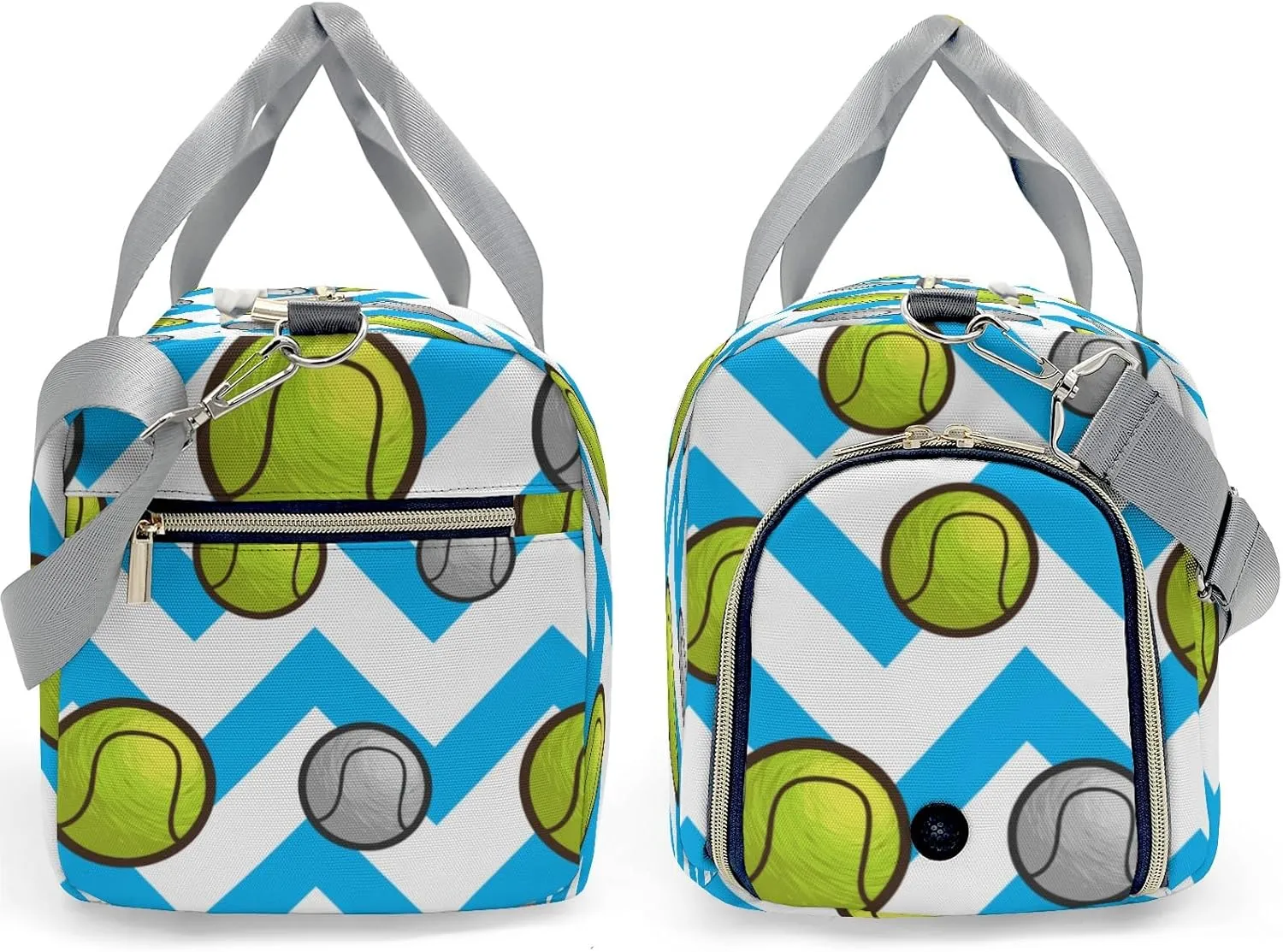 Tennis Ball Blue Stripes Personalized Travel Duffel Bag Custom Waterproof Overnight Bag for Gym Sport Swim Bags Travel Assistant
