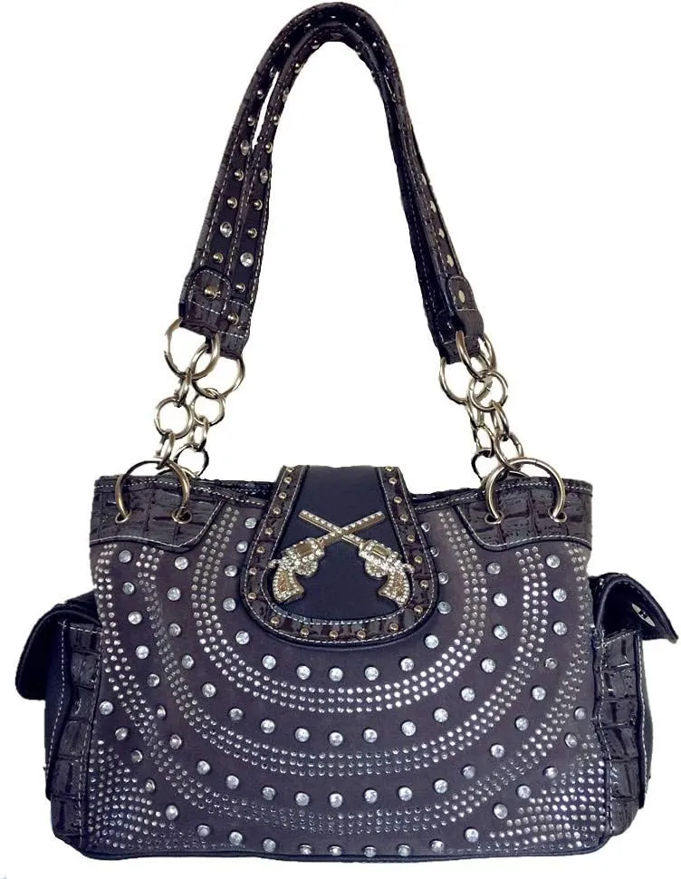 Texas West Women's Premium Buckle 3D Pistols Shoulder Handbag in 6 colors