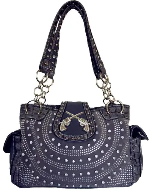 Texas West Women's Premium Buckle 3D Pistols Shoulder Handbag in 6 colors