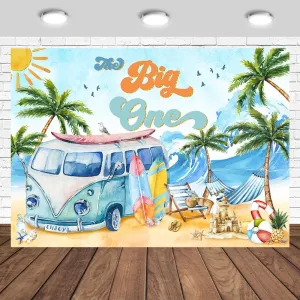 The Big One 1st Birthday Backdrop 7x5ft Surf Theme Summer Beach Surfboard Surfs Up Pool Party Decorations Surfing Photography Background