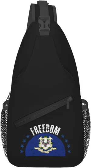 The Connecticut Flag And Freedom Crossbody Bags For Women Men Chest Backpack Gym Shoulder Bag Travel Outdoor Sports Casual Crossbody Bags