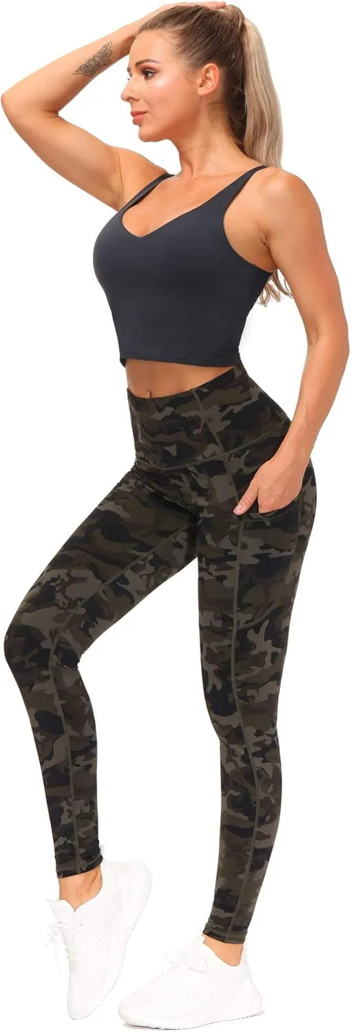 THE GYM PEOPLE Thick High Waist Yoga Pants with Pockets, Tummy Control Workout Running Yoga Leggings for Women