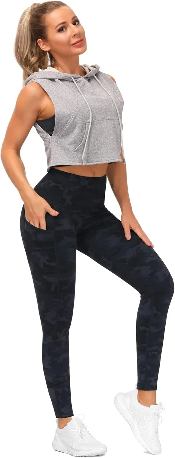 THE GYM PEOPLE Thick High Waist Yoga Pants with Pockets, Tummy Control Workout Running Yoga Leggings for Women