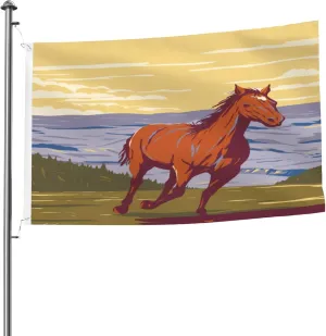 The Horse Running On The Grassland Flag 5x8 Ft Heavy Duty Durable Double-Sided Outdoor Home Patio Yard Decorative Banner