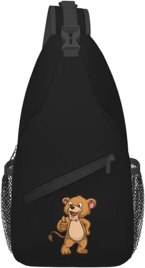 Thumbs Up Lion Crossbody Bags For Women Men Chest Backpack Gym Shoulder Bag Travel Outdoor Sports Casual Crossbody Bags