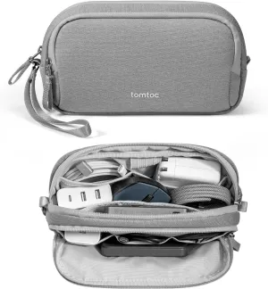 tomtoc Electronic Organizer Travel Case, Water Resistant Dual Compartment Tech Pouch Cable Organization Storage Bag for Charger, Cord, Phone, Hard Drive, Power Bank, Accessories Travel Essentials
