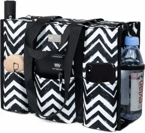 TOPDesign Utility Water Resistant Tote Bag with 13 Pockets, Top Zipper Closure & Thick Bottom Support, for Working Women