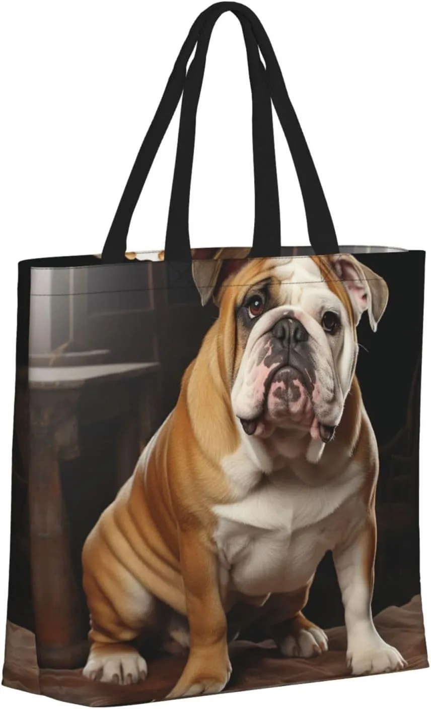 Tote Bag for Women Grocery Bag Reusable Shopping Bag Fall Foliage Pug Dog Handbag Foldable Shoulder Bag