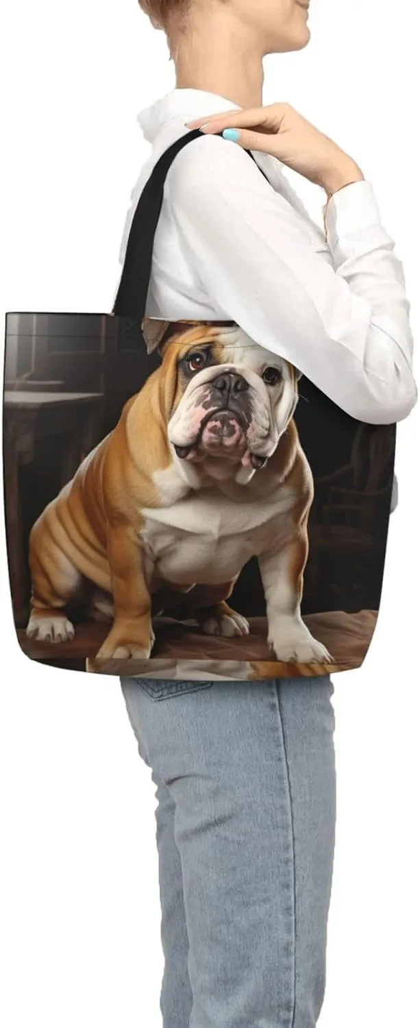 Tote Bag for Women Grocery Bag Reusable Shopping Bag Fall Foliage Pug Dog Handbag Foldable Shoulder Bag