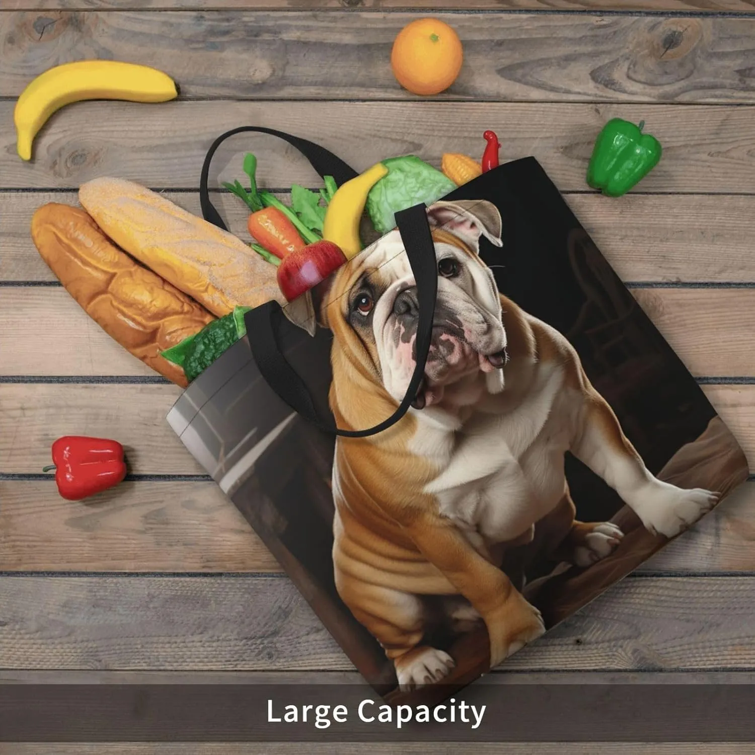 Tote Bag for Women Grocery Bag Reusable Shopping Bag Fall Foliage Pug Dog Handbag Foldable Shoulder Bag