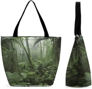 Tote Bag for Women Men Tropical Rainforest Shopping Bag Reusable Grocery Bags Casual Shoulder Bag for Shopping