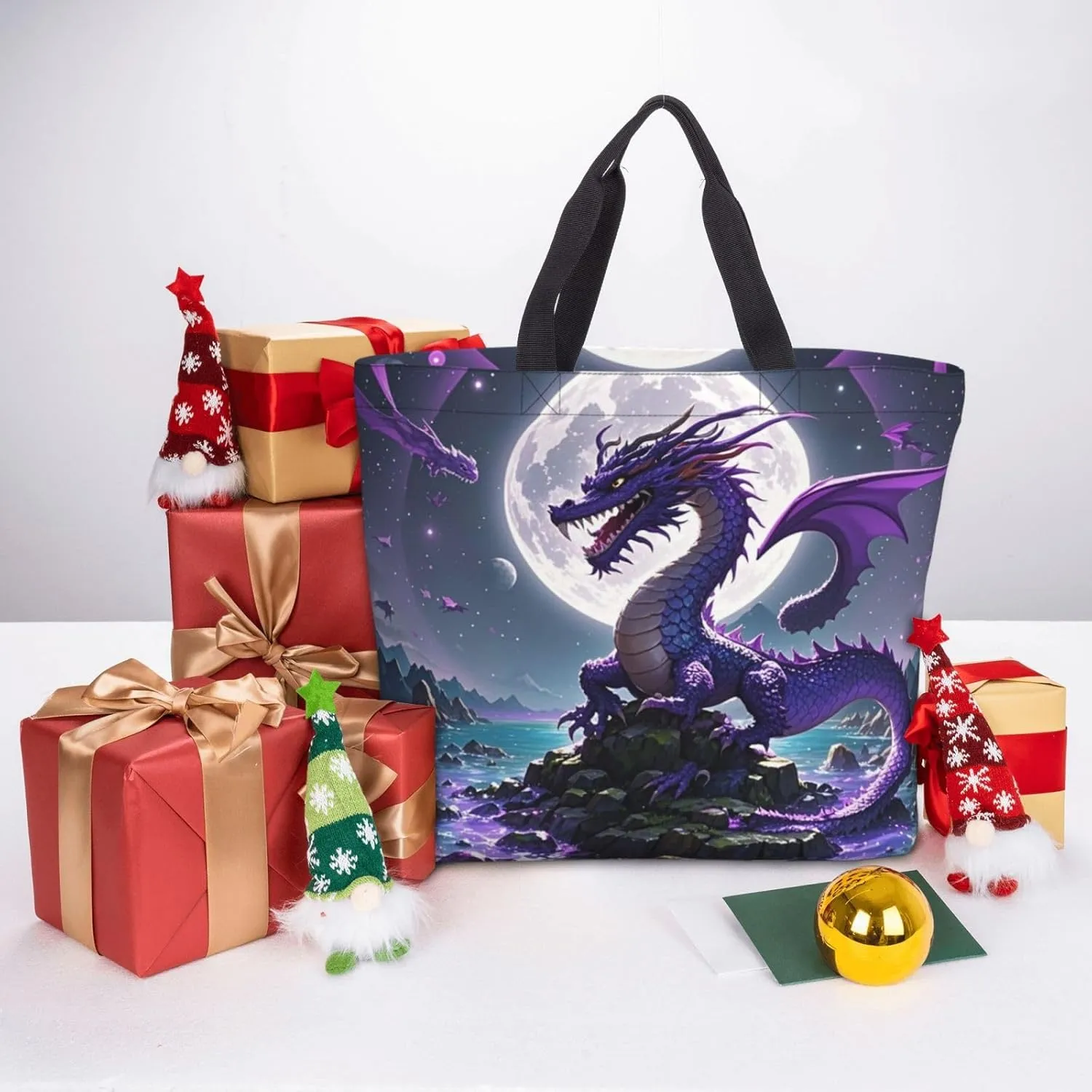 Tote Bag Large Capacity Grocery Bag With Zipper Ringtailed Lemur Shopping Bag Shoulder Bag for Women