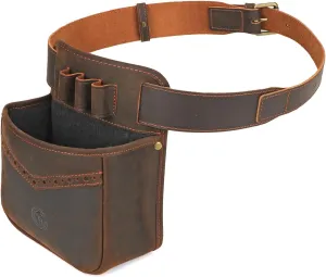 TOURBON Leather Shotgun Shell Pouch for Sporting Clays with Adjustable Waist Belt
