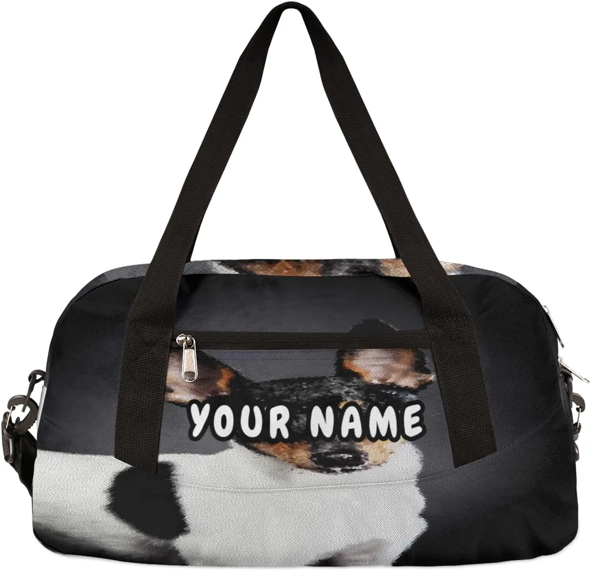 Toy Fox Terrier Dog Personalized Kids Duffel Bag for Girls Boys, Dog Customized Name Dance Bag Overnight Small Duffel Bag Carry On Weekend Sports Gym Travel Bag for School Practice Gymnastics Ballet