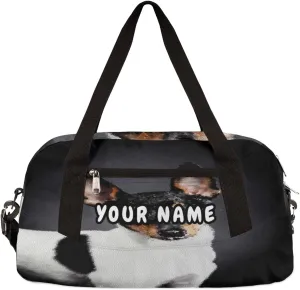 Toy Fox Terrier Dog Personalized Kids Duffel Bag for Girls Boys, Dog Customized Name Dance Bag Overnight Small Duffel Bag Carry On Weekend Sports Gym Travel Bag for School Practice Gymnastics Ballet