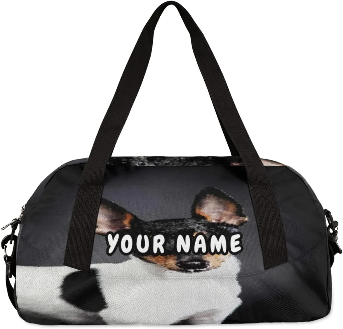Toy Fox Terrier Dog Personalized Kids Duffel Bag for Girls Boys, Dog Customized Name Dance Bag Overnight Small Duffel Bag Carry On Weekend Sports Gym Travel Bag for School Practice Gymnastics Ballet