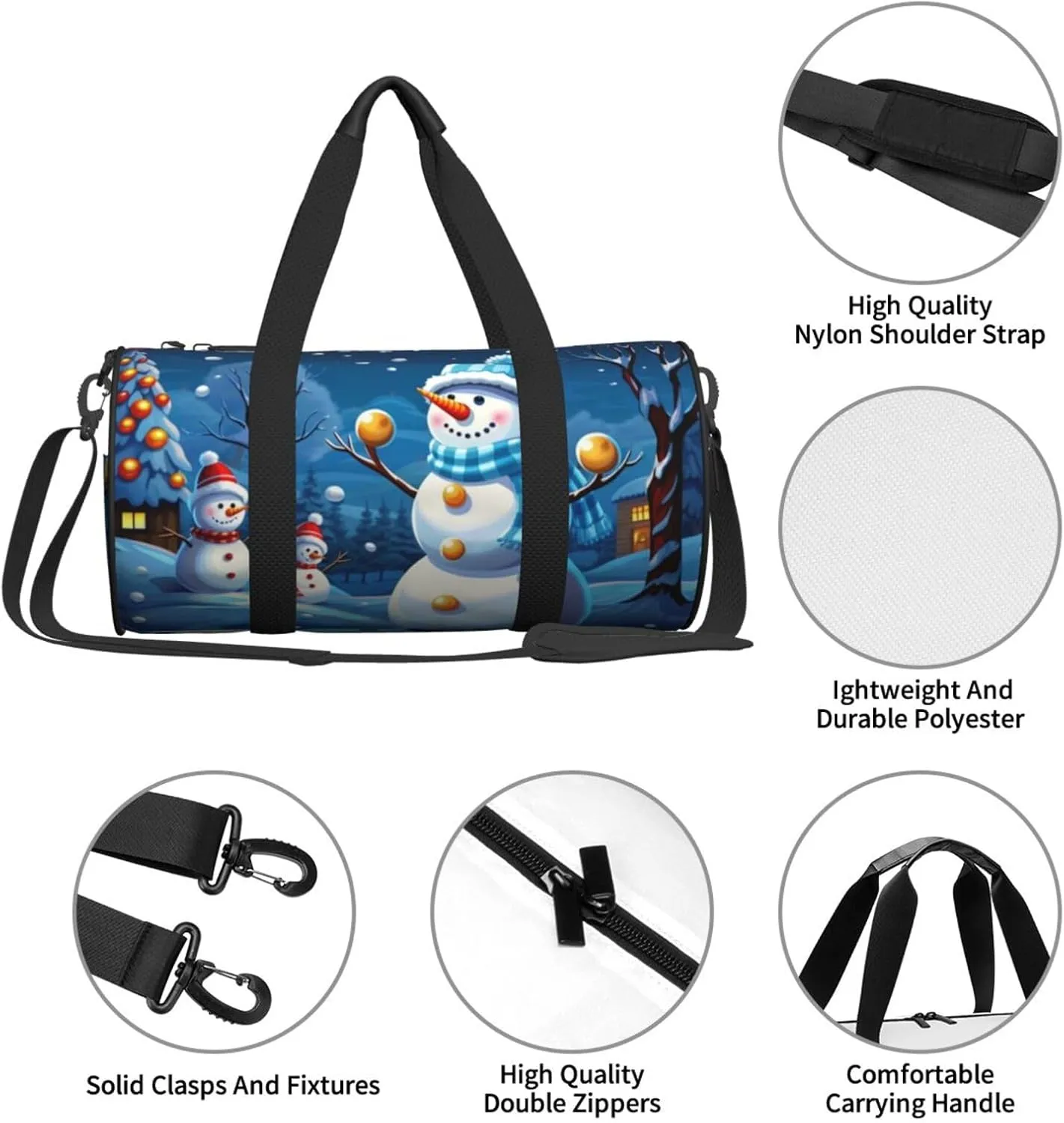 Travel Bag For Women,Winter Snowman Print Personal Item Duffle Bags,Weekend Travel Duffel Tote Bag,Travel Sport Gym Bag For Men,Airplane Travel Essentials For Flying