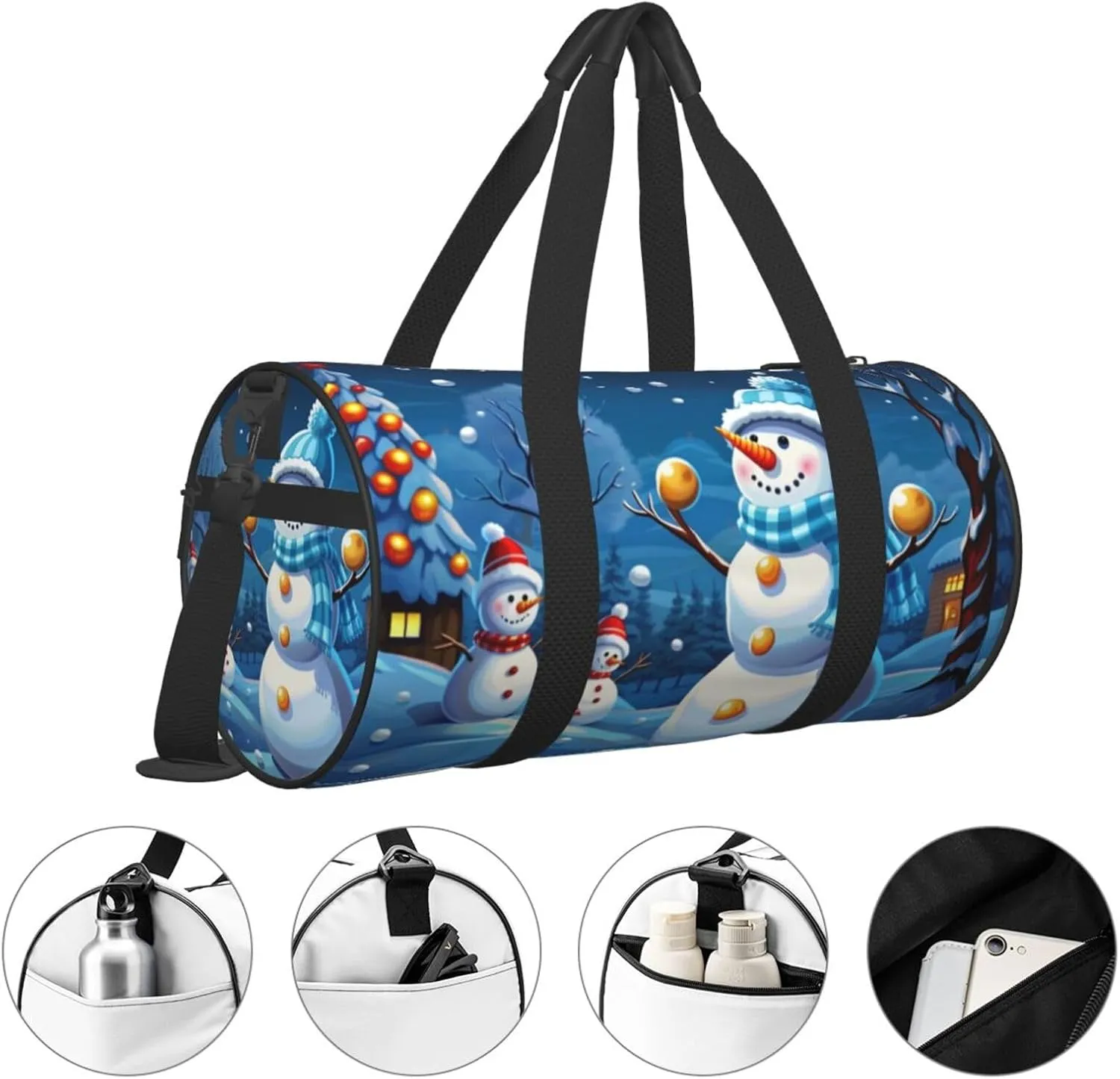 Travel Bag For Women,Winter Snowman Print Personal Item Duffle Bags,Weekend Travel Duffel Tote Bag,Travel Sport Gym Bag For Men,Airplane Travel Essentials For Flying