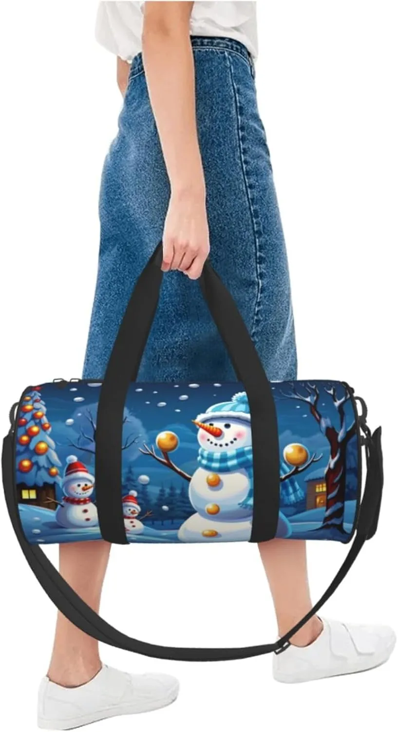 Travel Bag For Women,Winter Snowman Print Personal Item Duffle Bags,Weekend Travel Duffel Tote Bag,Travel Sport Gym Bag For Men,Airplane Travel Essentials For Flying