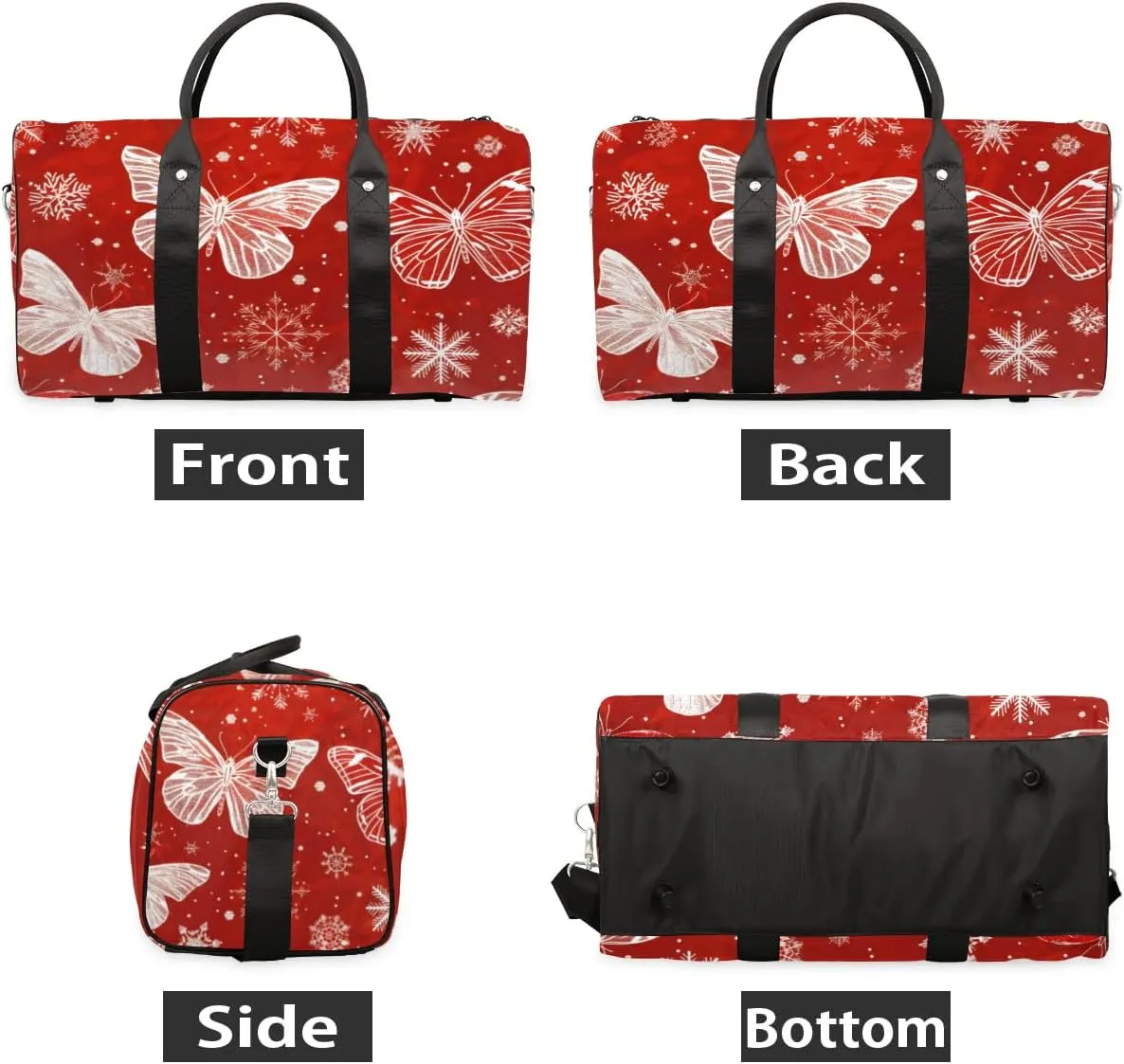 Travel Duffel Bag, Christmas Butterfly Snowflake Sports Tote Gym Bag Foldable Western Aztec Weekender Bag Carry on Luggage Handle Bag Overnight Shoulder Bag for Women Men,A-1428