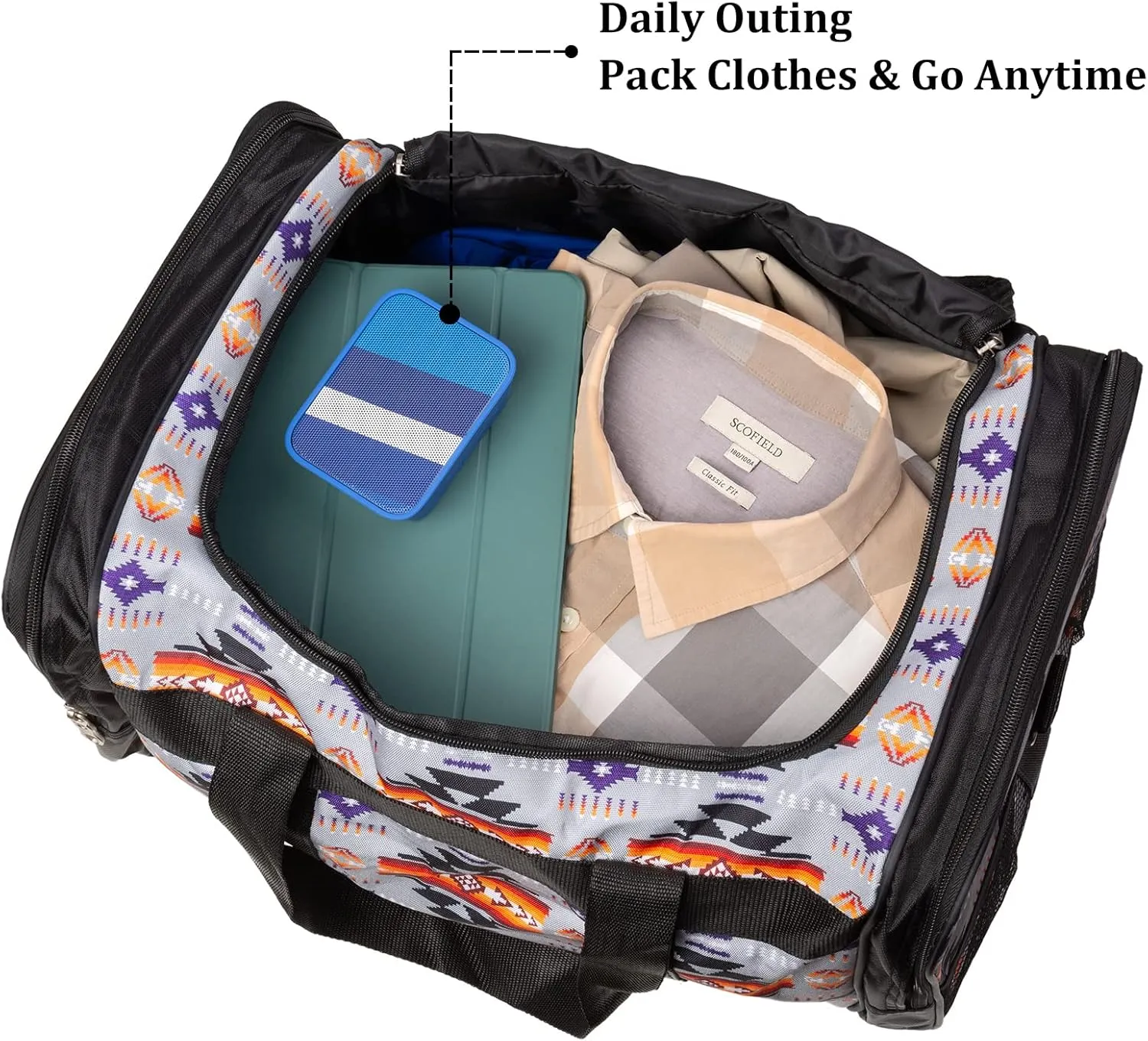Travel Duffel Bag for Women Men, Lightweight Carry On Duffle Bag with Pocket and Adjustable Strap for Camping Travel Gear Gym