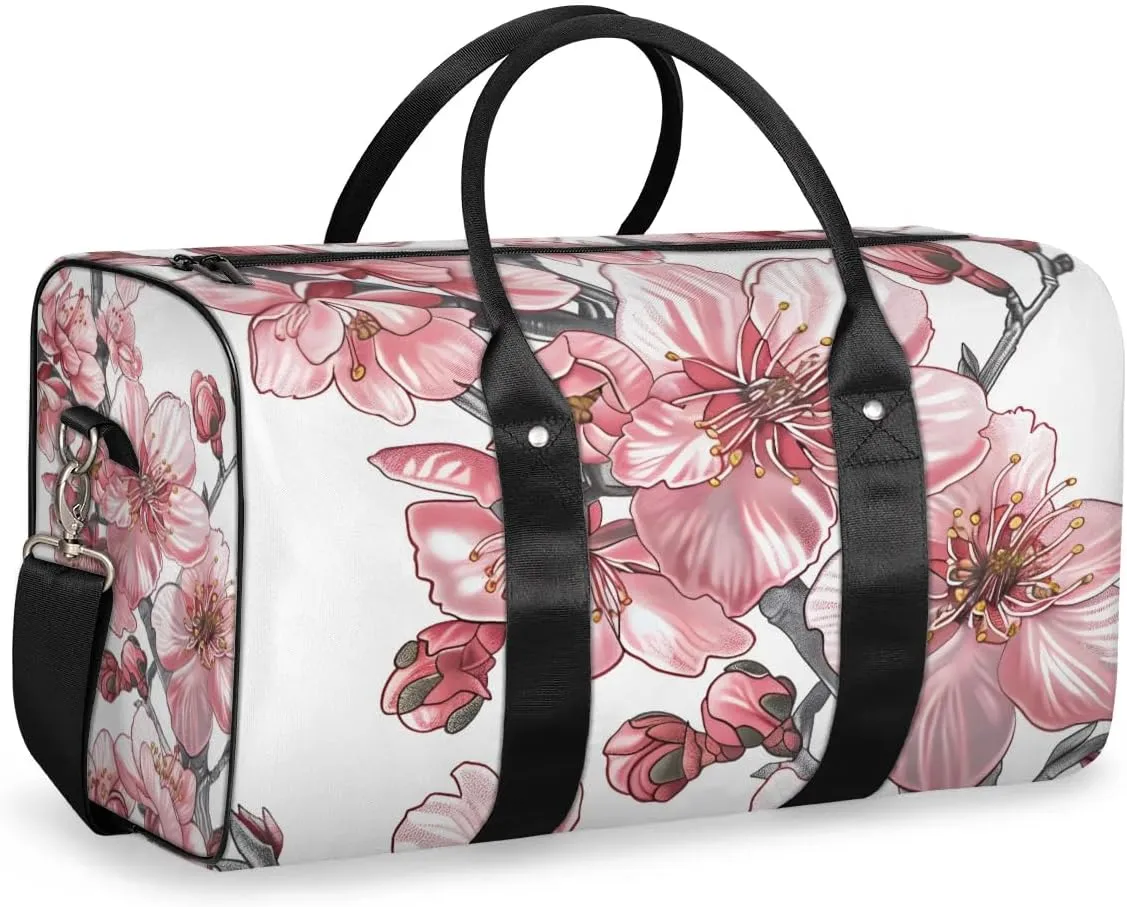 Travel Duffel Bag, Japan Cherry Blossoms Flower Floral Sports Tote Gym Bag Foldable Western Aztec Weekender Bag Carry on Luggage Handle Bag Overnight Shoulder Bag for Women Men,A-226