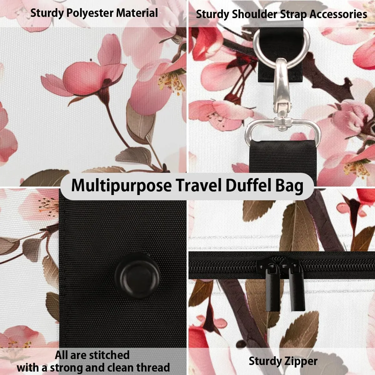 Travel Duffel Bag, Japan Cherry Blossoms Flower Floral Sports Tote Gym Bag Foldable Western Aztec Weekender Bag Carry on Luggage Handle Bag Overnight Shoulder Bag for Women Men,A-227