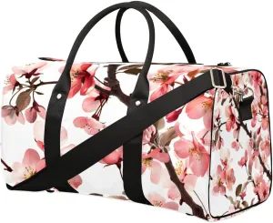 Travel Duffel Bag, Japan Cherry Blossoms Flower Floral Sports Tote Gym Bag Foldable Western Aztec Weekender Bag Carry on Luggage Handle Bag Overnight Shoulder Bag for Women Men,A-227