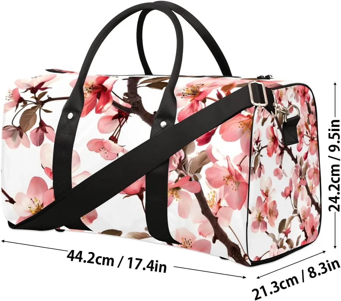 Travel Duffel Bag, Japan Cherry Blossoms Flower Floral Sports Tote Gym Bag Foldable Western Aztec Weekender Bag Carry on Luggage Handle Bag Overnight Shoulder Bag for Women Men,A-227