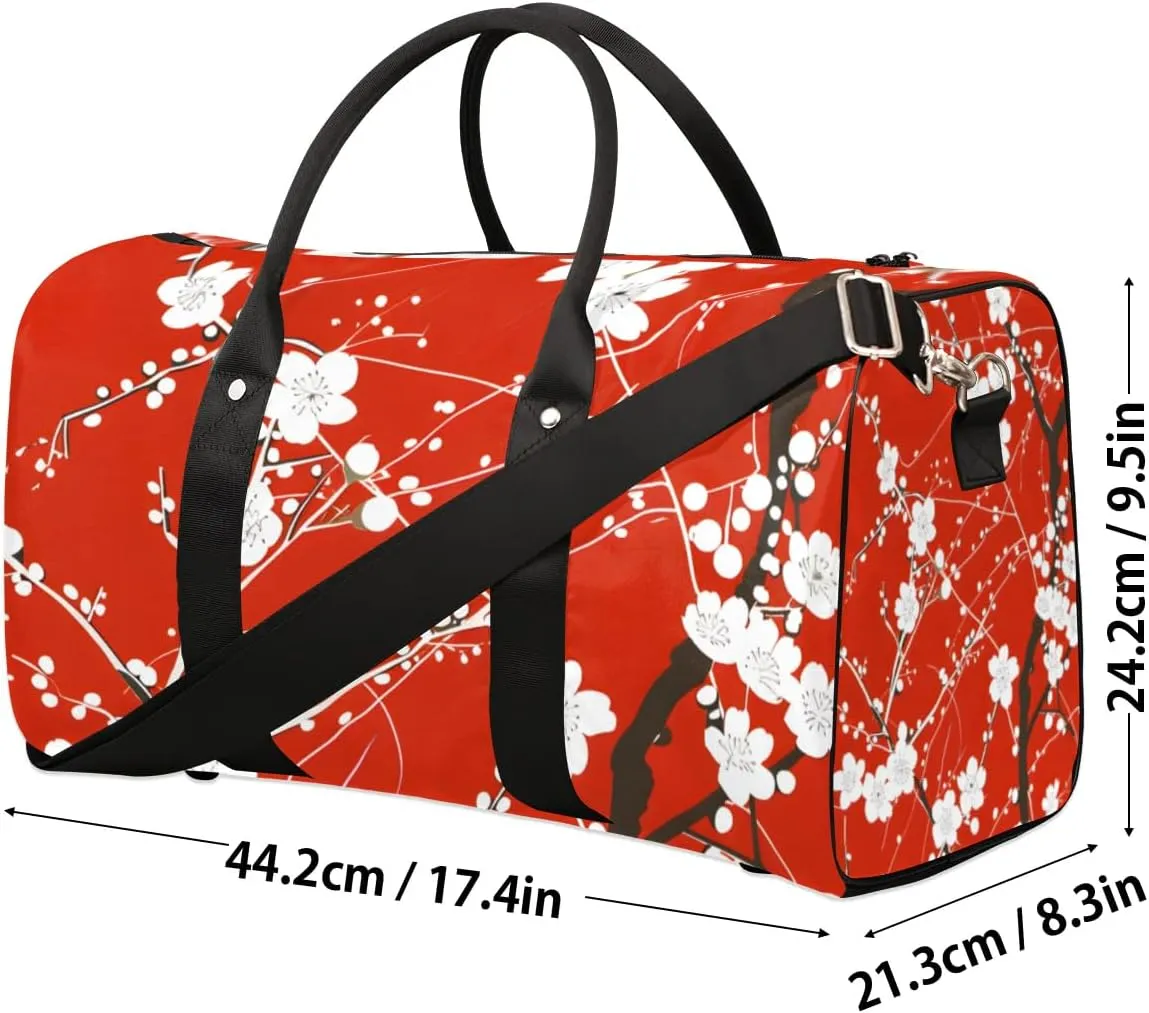 Travel Duffel Bag, Japan Cherry Blossoms Flower Floral Sports Tote Gym Bag Foldable Western Aztec Weekender Bag Carry on Luggage Handle Bag Overnight Shoulder Bag for Women Men,A-228
