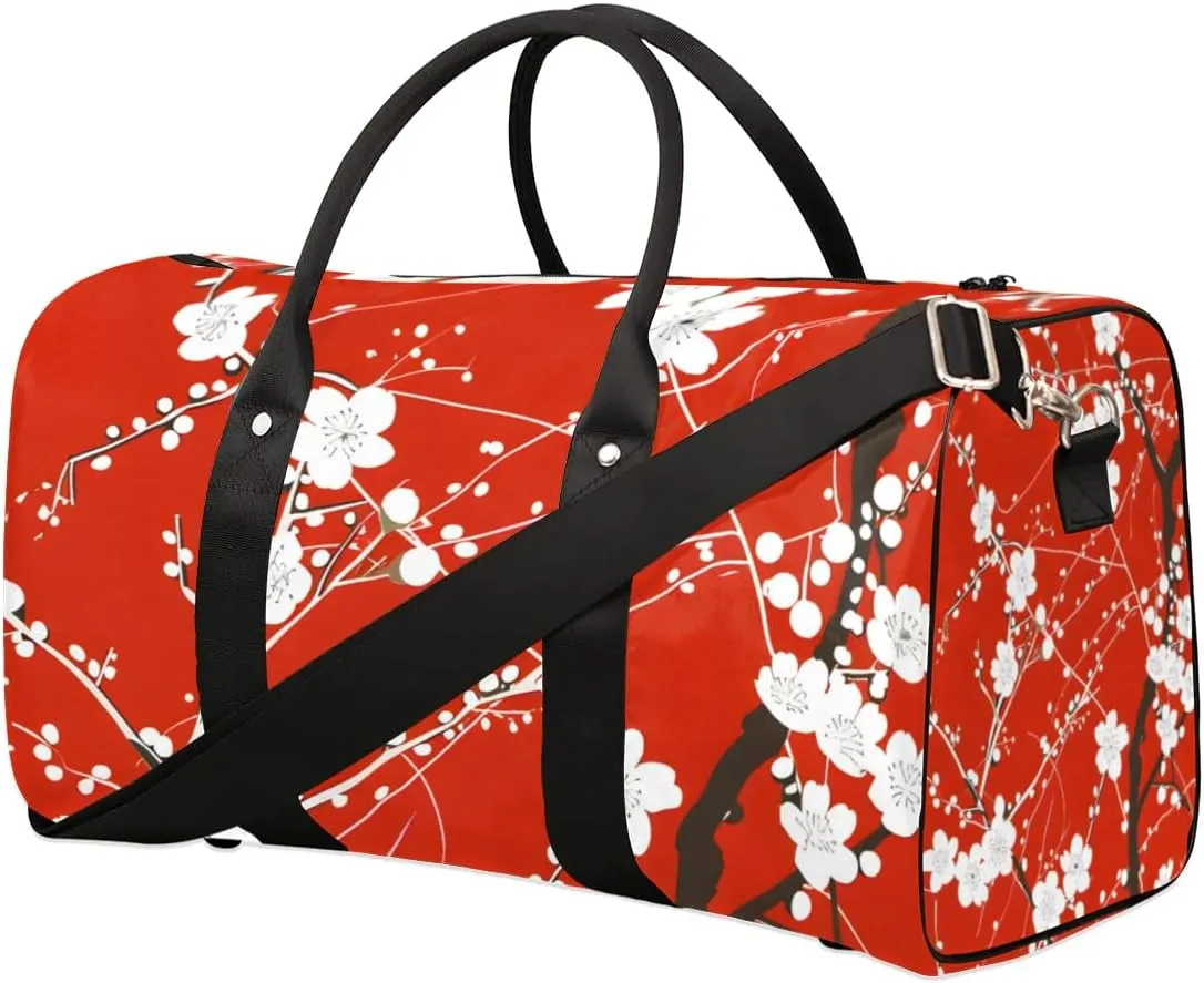 Travel Duffel Bag, Japan Cherry Blossoms Flower Floral Sports Tote Gym Bag Foldable Western Aztec Weekender Bag Carry on Luggage Handle Bag Overnight Shoulder Bag for Women Men,A-228