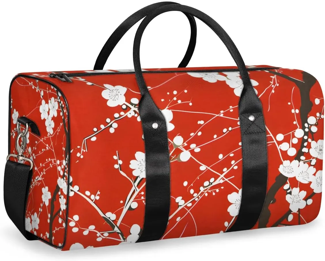 Travel Duffel Bag, Japan Cherry Blossoms Flower Floral Sports Tote Gym Bag Foldable Western Aztec Weekender Bag Carry on Luggage Handle Bag Overnight Shoulder Bag for Women Men,A-228