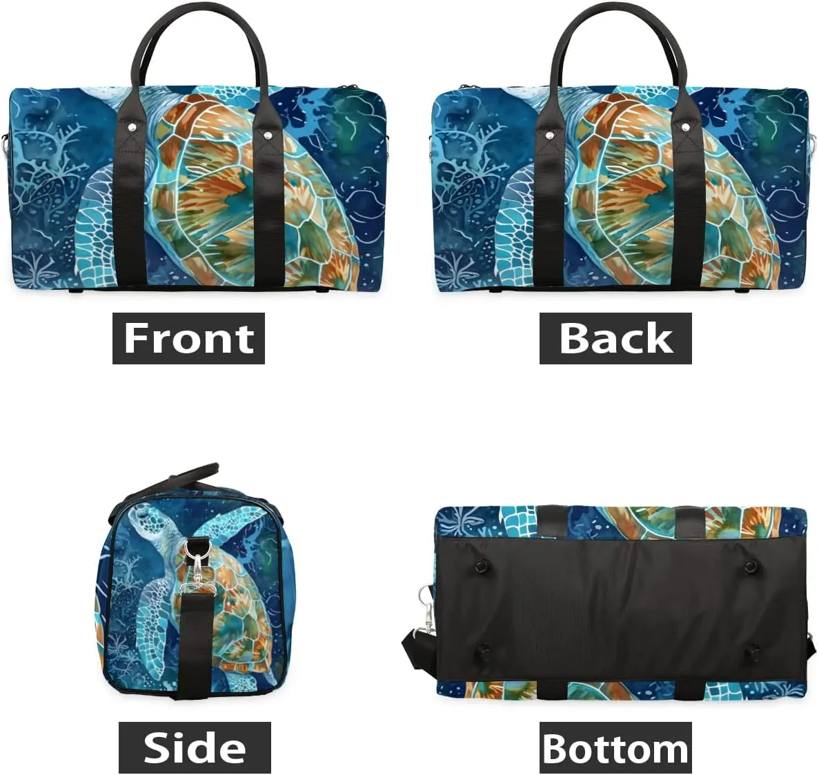 Travel Duffel Bag, Ocean Animal Turtle Sports Tote Gym Bag Foldable Western Aztec Weekender Bag Carry on Luggage Handle Bag Overnight Shoulder Bag for Women Men,A-501