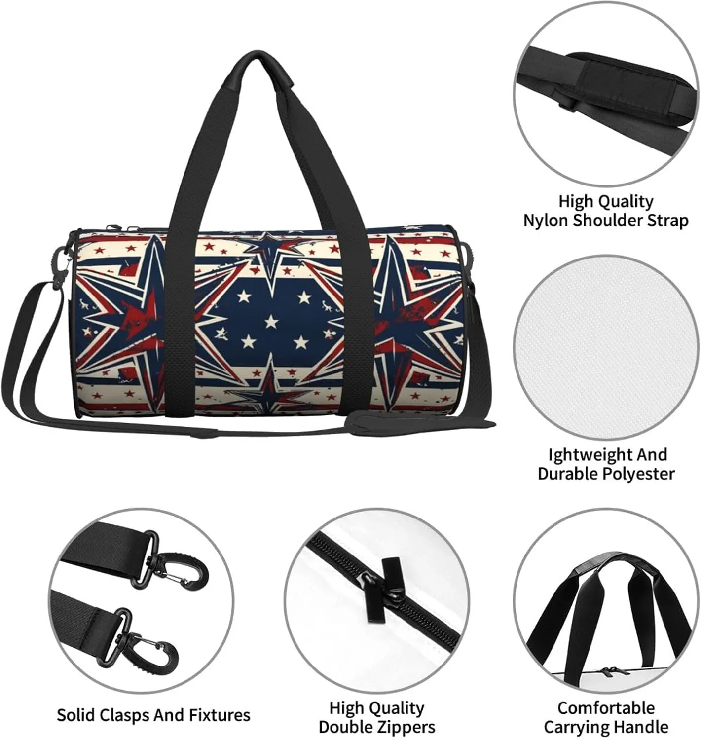 Travel Duffel Bag Patriot Star Line Weekender Overnight Bag For Men Women Large Capacity Sports Gym Bag Canvas Carry On Tote Bags For Travel Yoga
