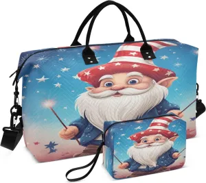 Travel Duffle Bag, American Independence Day Dwarf Gym Bag with Storage Bag Weekender Overnight Bag for Men Women Trip Sports Yoga