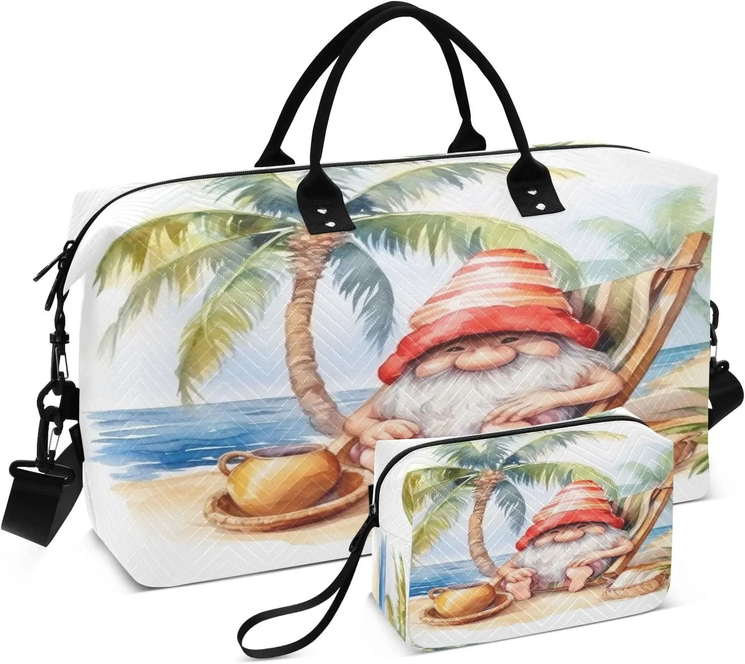 Travel Duffle Bag, Beach Vacation Dwarf Gym Bag with Storage Bag Weekender Overnight Bag for Men Women Trip Sports Yoga