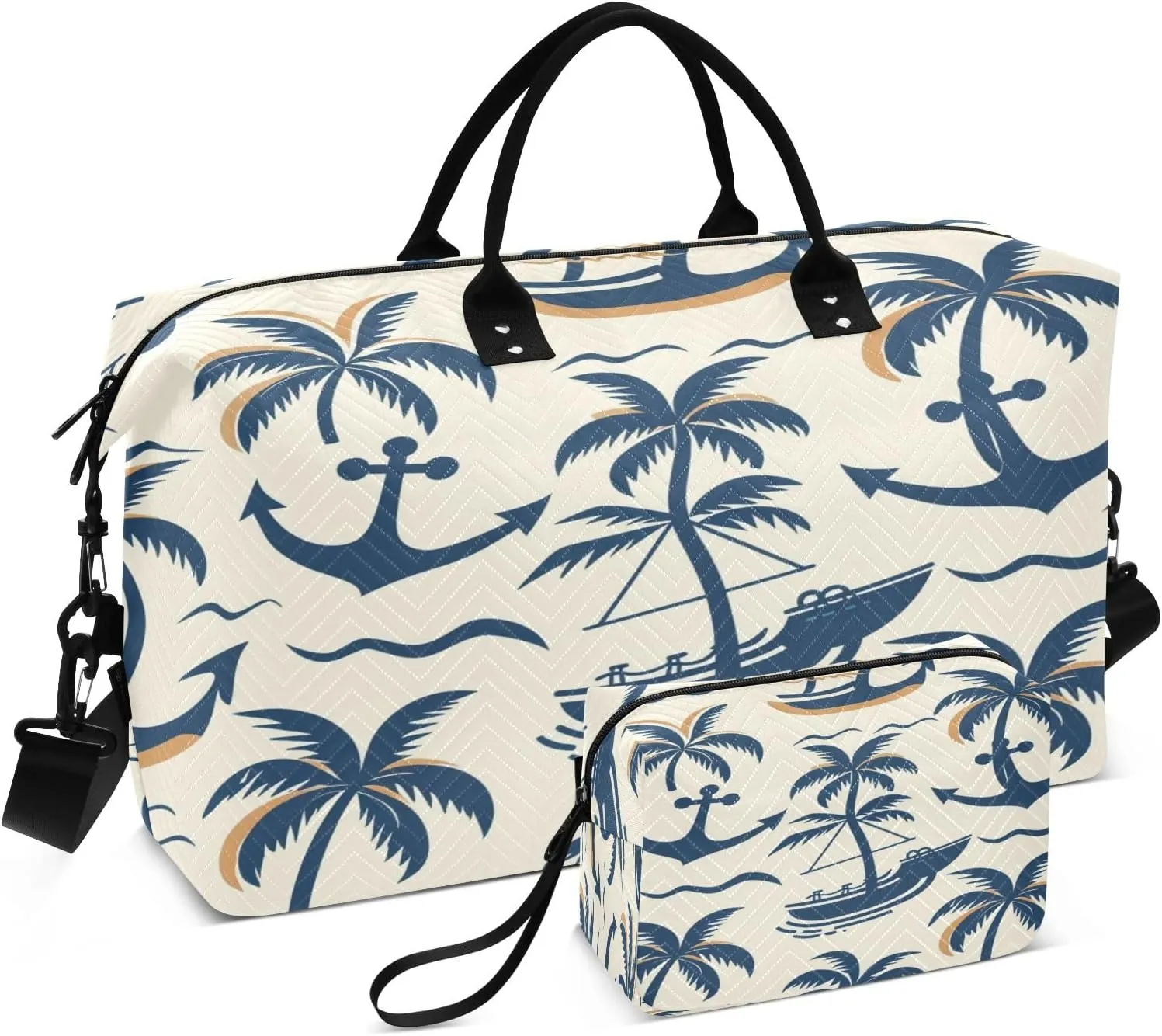 Travel Duffle Bag, Coconut Palm Spear Boat Gym Bag with Storage Bag Weekender Overnight Bag for Men Women Trip Sports Yoga