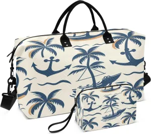 Travel Duffle Bag, Coconut Palm Spear Boat Gym Bag with Storage Bag Weekender Overnight Bag for Men Women Trip Sports Yoga