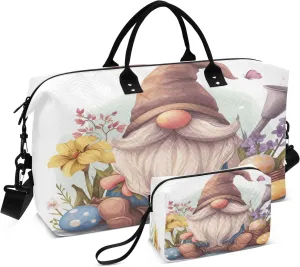 Travel Duffle Bag, Eggs Floral Dwarf Gym Bag with Storage Bag Weekender Overnight Bag for Men Women Trip Sports Yoga