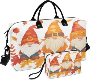 Travel Duffle Bag, Fall Leaves Dwarfs Gym Bag with Storage Bag Weekender Overnight Bag for Men Women Trip Sports Yoga