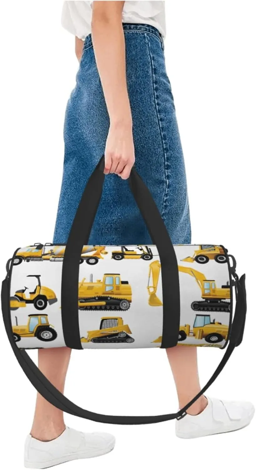 Travel Duffle Bag for Men Women, Color Construction Site Machinery Signs Duffle Bags for Sport Gym Overnight Luggage