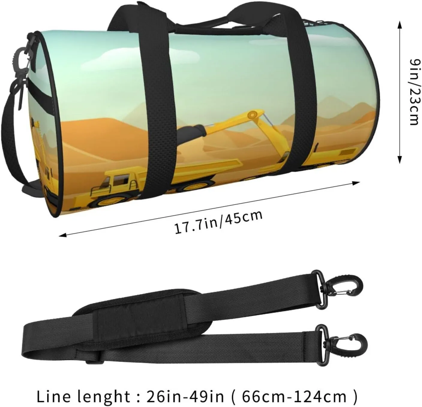 Travel Duffle Bag for Men Women, Construction Machinery Duffle Bags for Sport Gym Overnight Luggage