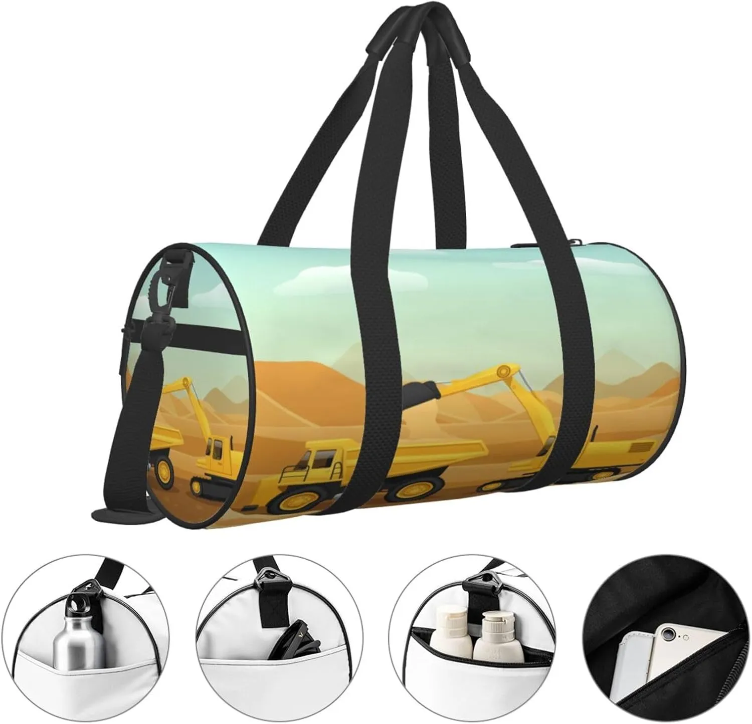 Travel Duffle Bag for Men Women, Construction Machinery Duffle Bags for Sport Gym Overnight Luggage