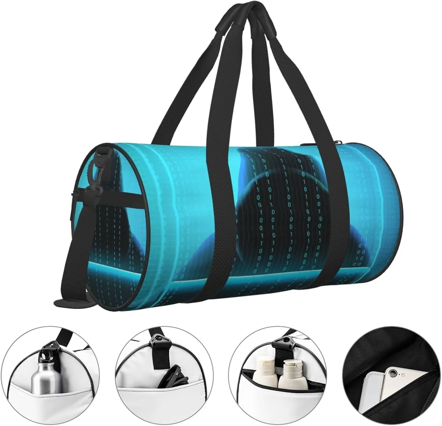 Travel Duffle Bag for Men Women, Hacker Code Duffle Bags for Sport Gym Overnight Luggage