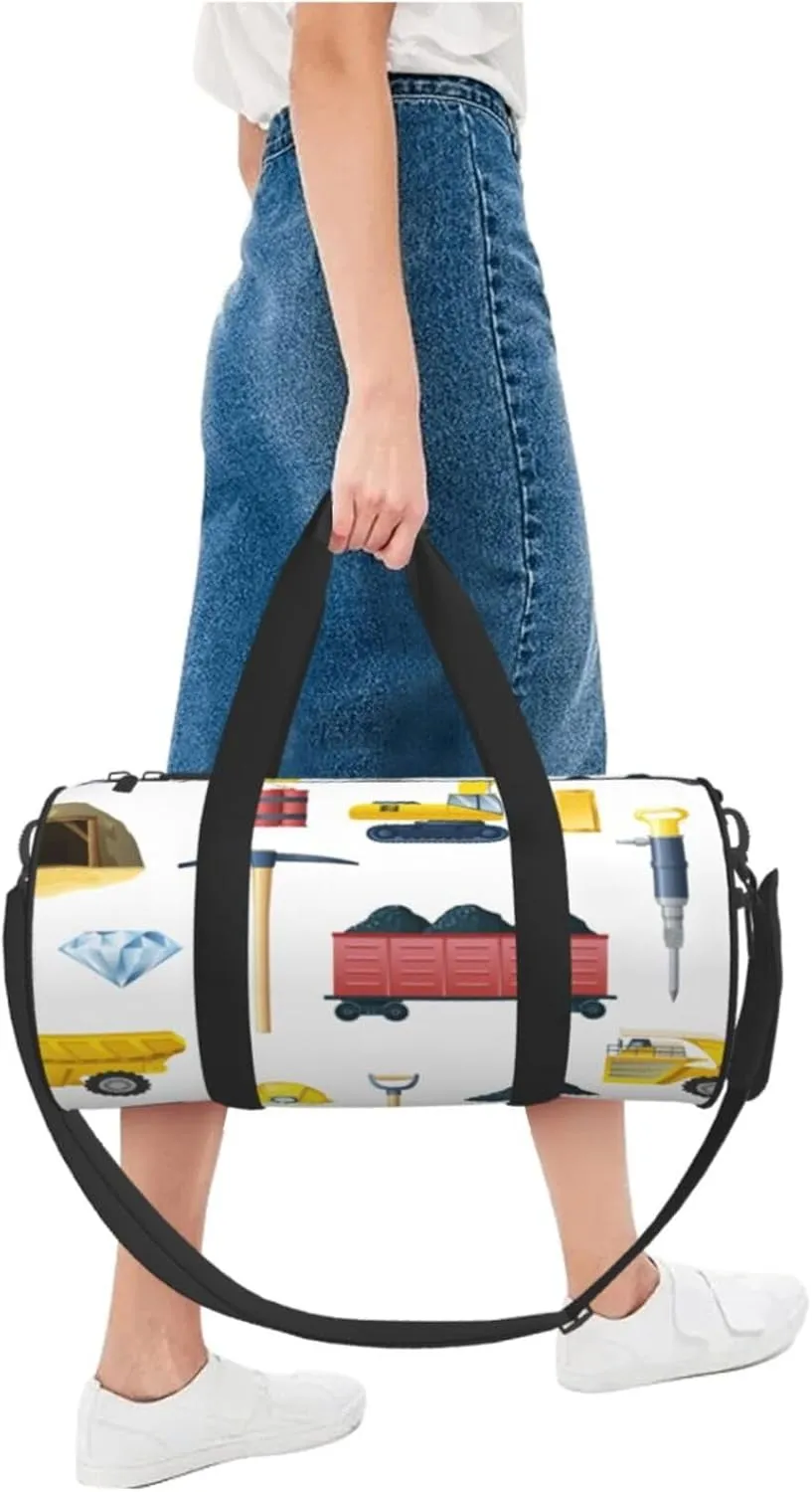 Travel Duffle Bag for Men Women, Mining Industry White Duffle Bags for Sport Gym Overnight Luggage