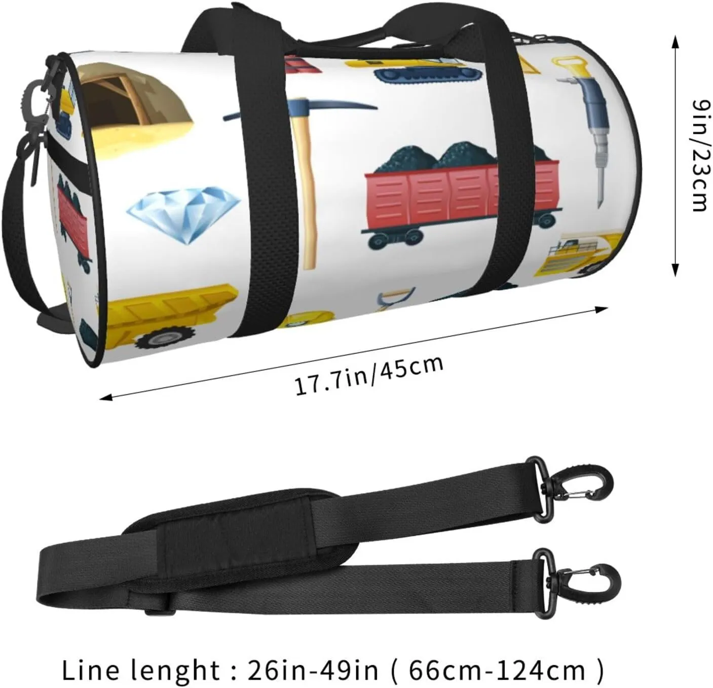 Travel Duffle Bag for Men Women, Mining Industry White Duffle Bags for Sport Gym Overnight Luggage