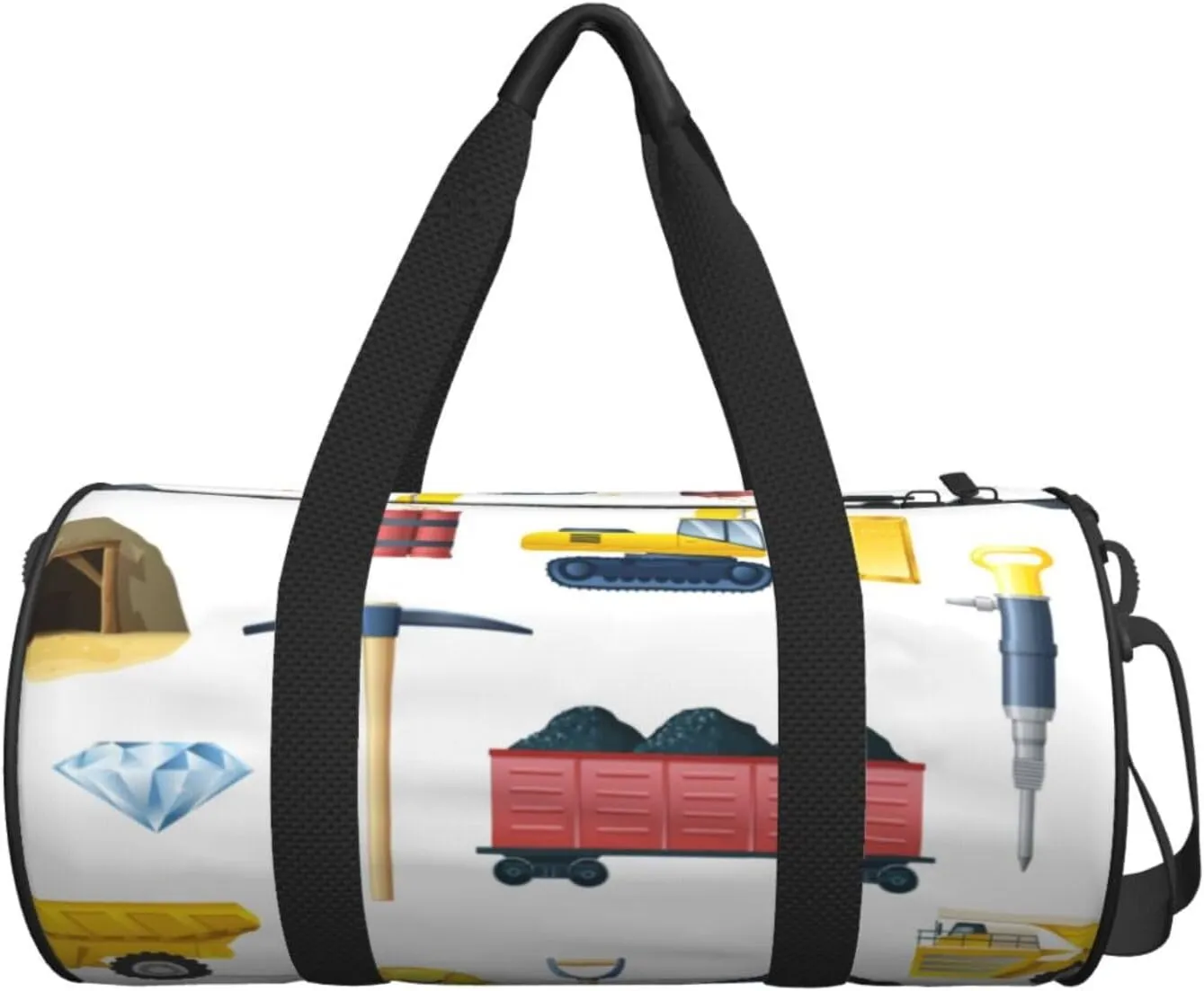 Travel Duffle Bag for Men Women, Mining Industry White Duffle Bags for Sport Gym Overnight Luggage