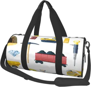 Travel Duffle Bag for Men Women, Mining Industry White Duffle Bags for Sport Gym Overnight Luggage