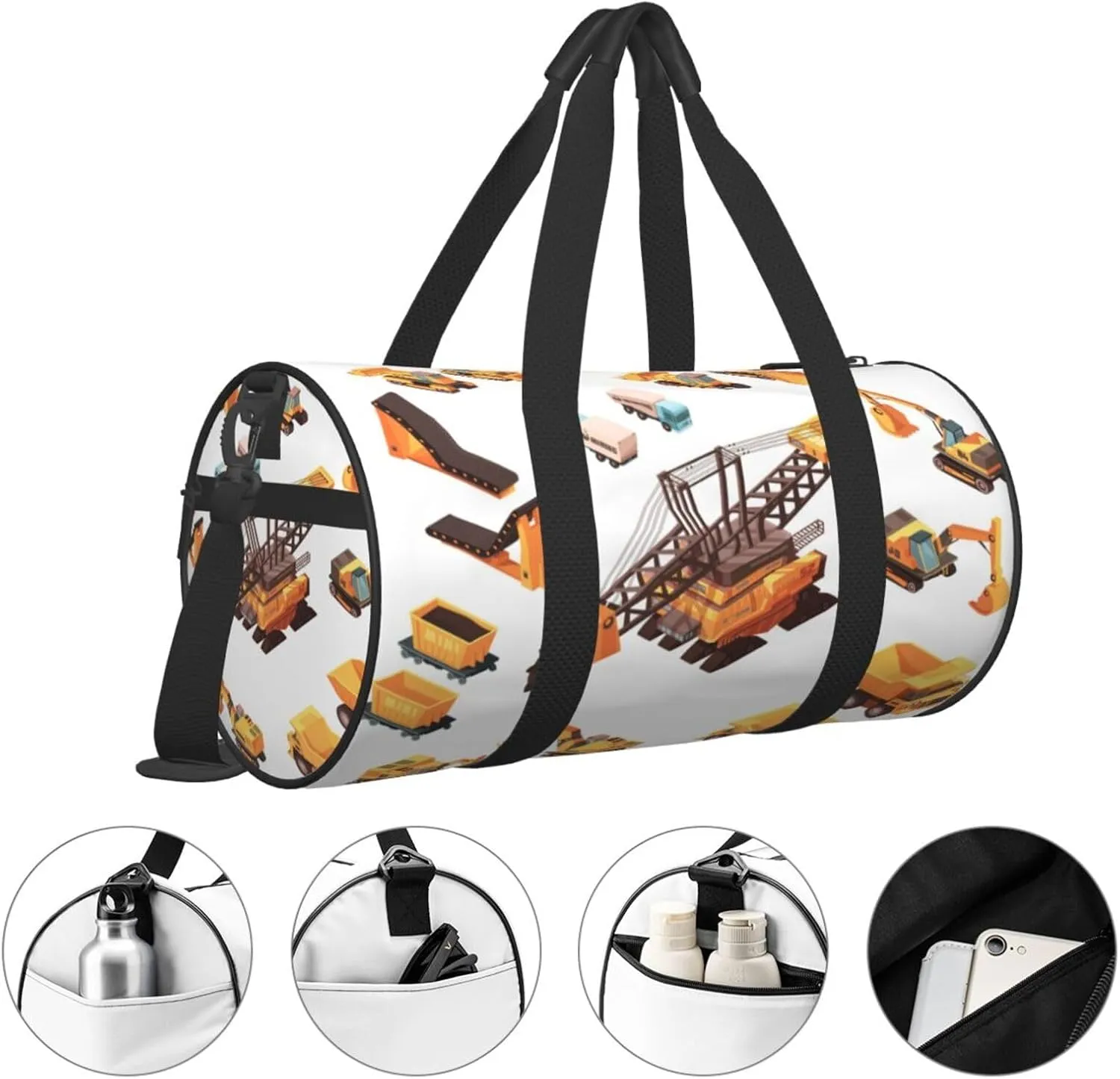 Travel Duffle Bag for Men Women, Mining Machinery Duffle Bags for Sport Gym Overnight Luggage
