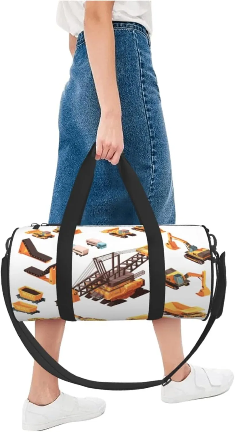 Travel Duffle Bag for Men Women, Mining Machinery Duffle Bags for Sport Gym Overnight Luggage